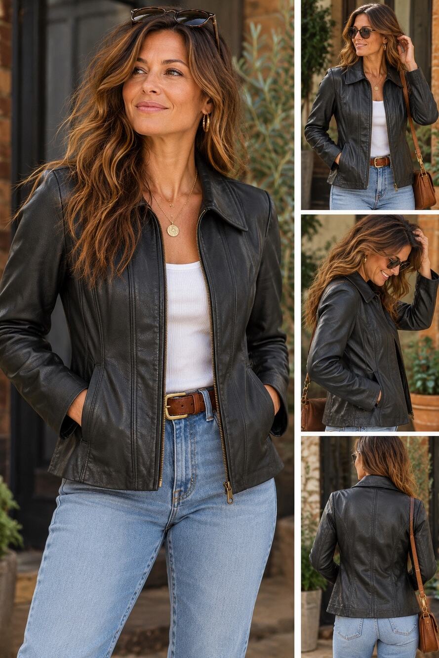 Vintage COMINT Womens Sz M Genuine Leather Jacket Black Quilted Zip Y2K 90s